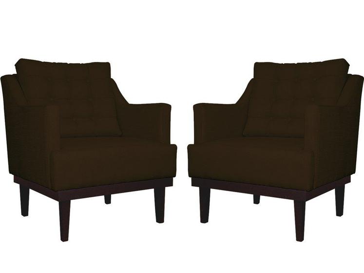 Imagem de Kit 2 Poltronas Decorativa Juliete Suede Marrom Pés Madeira Mz Decor