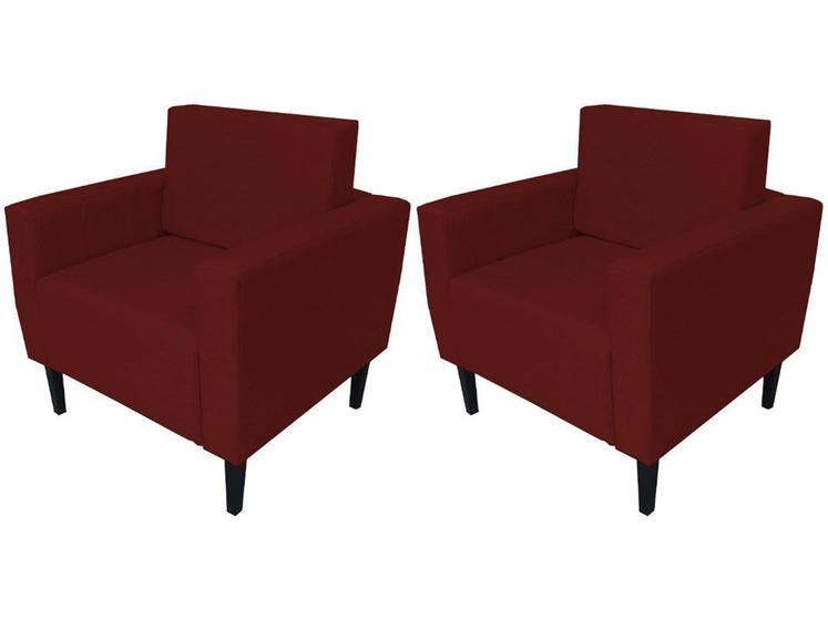 Imagem de Kit 2 Poltronas Decorativa Leticia Slim Suede Marsala Pés Madeira Ms Decor