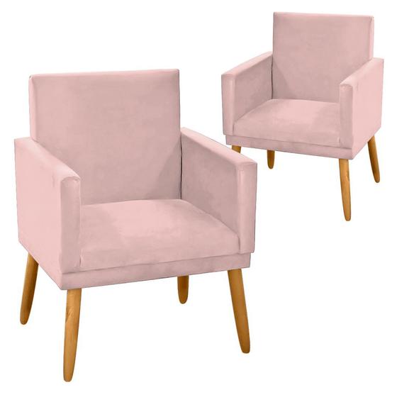 Imagem de Kit 2 Poltronas Decorativa Nina CR suede rose para sala