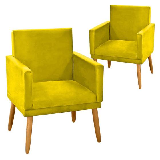 Imagem de Kit 2 Poltronas Decorativa NinaCR suede amarelo para camarim