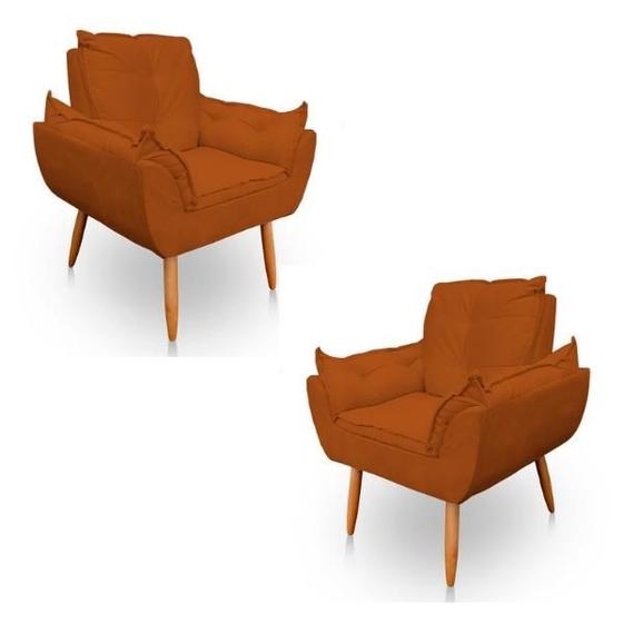 Imagem de Kit 2 Poltronas Decorativa Opala Sala de Estar Veludo Terracota Kimi Decor