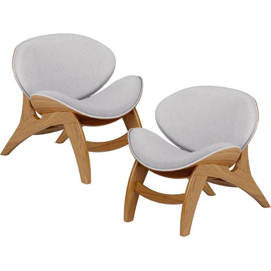 Imagem de Kit 2 Poltronas Decorativa Orgânica Sala Living Kadosh L02 Linho Cinza - Lyam Decor