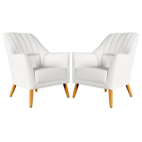 Kit 2 Poltronas Decorativa Orion Bordada Couro Branco Aradecor Menor preço em Kit 2 Poltronas Decorativa Orion Bordada Couro Branco Aradecor