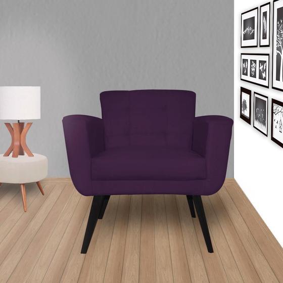 Imagem de Kit 2 Poltronas Decorativa Sala e Recepção Geovana Suede Roxo - LM DECOR