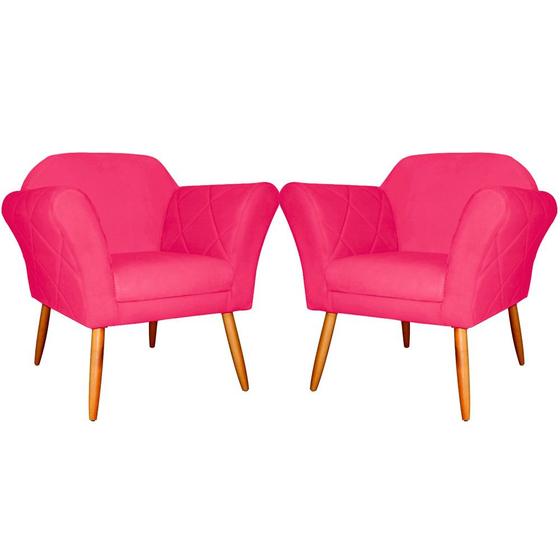 Imagem de Kit 2 Poltronas Decorativa Sala E Recepção Marcela Suede Rosa Pink - LM DECOR