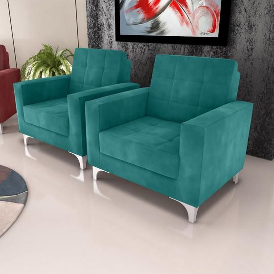 Imagem de Kit 2 Poltronas Decorativa Taina - Veludo Verde