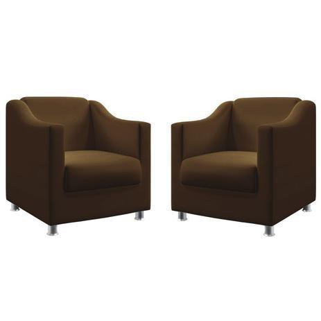 Imagem de Kit 2 Poltronas Decorativa Tila Escritório Recepção Suede Marrom Escuro - Kimi Design