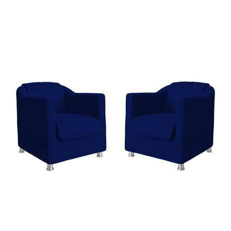 Imagem de Kit 2 Poltronas Decorativa Tila Sala de Estar Sala Suede Azul Escuro - Kimi Design