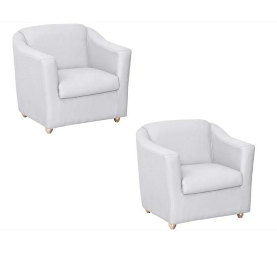 Kit 2 Poltronas Decorativa Tilla Corino Branco TWdecora Menor preço em Kit 2 Poltronas Decorativa Tilla Corino Branco TWdecora