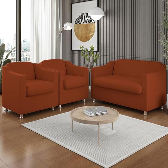 Imagem de Kit 2 Poltronas Decorativa Tilla + Namoradeira Sala De Estar