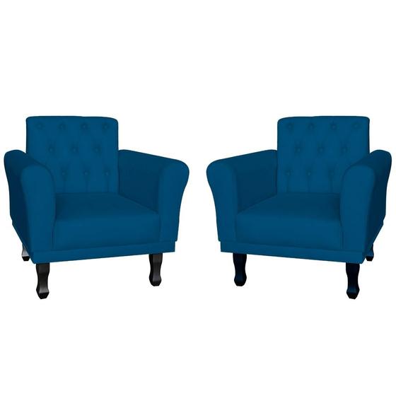 Imagem de Kit 2 Poltronas Decorativas Classic Azul Royal - Malta Decor