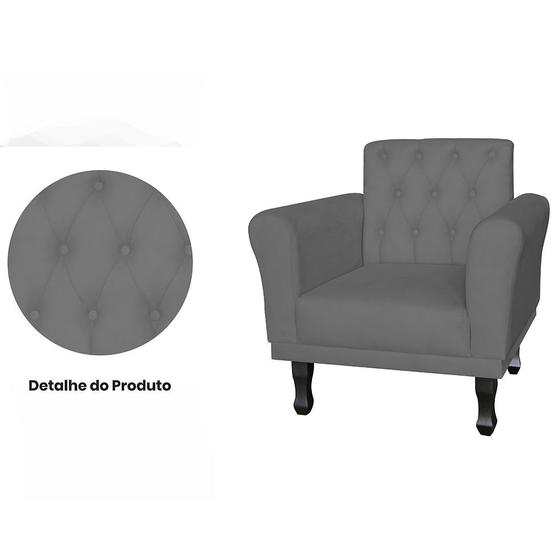 Imagem de Kit 2 Poltronas Decorativas Classic Cinza - Malta Decor