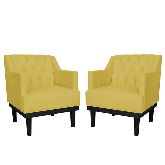 Imagem de Kit 2 Poltronas Decorativas Classica BM Amarelo -Malta Decor