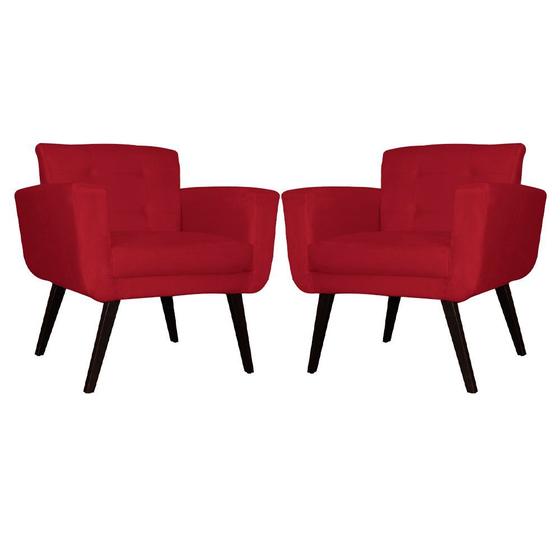 Imagem de Kit 2 Poltronas Decorativas Geovana Suede Vermelho - Malta Decor