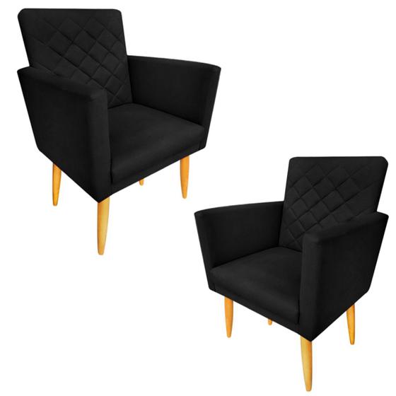 Imagem de Kit 2 Poltronas Decorativas Maitê  Matelassê Suede Preto