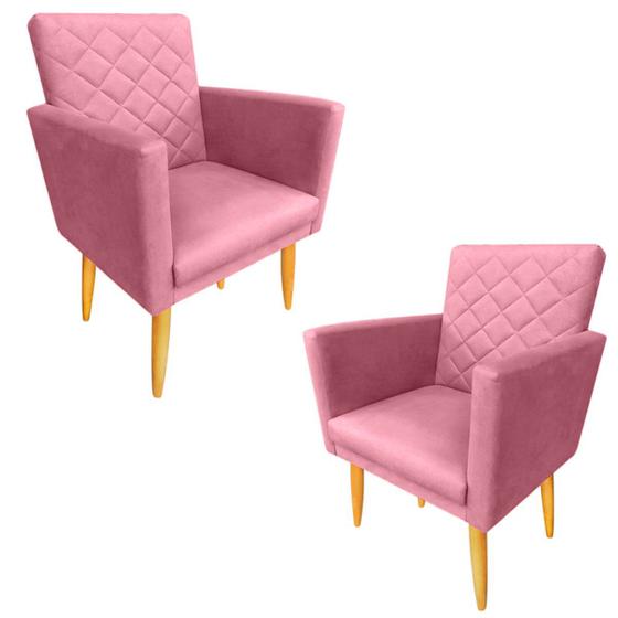 Imagem de Kit 2 Poltronas Decorativas Maitê  Matelassê Suede Rosa