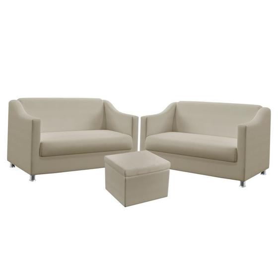 Imagem de Kit 2 Poltronas Decorativas Namoradeiras Alya  com Puff Quasar  Bege Aradecor