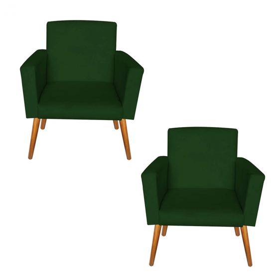 Imagem de Kit 2 Poltronas Decorativas Nina Suede Verde - Móveis Mafer