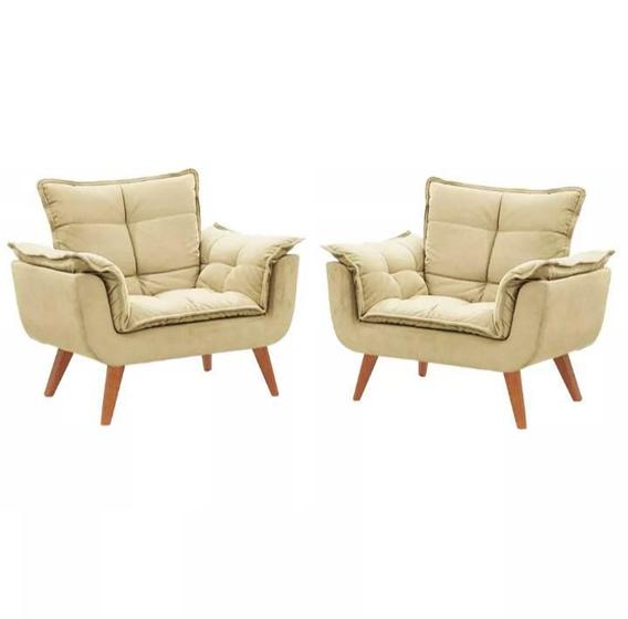 Kit 2 poltronas decorativas Opala bege pé palito Roggi MD é boa?