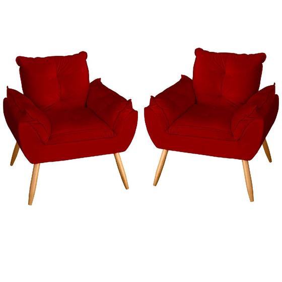 Imagem de Kit 2 Poltronas Decorativas Opala Suede Vermelho