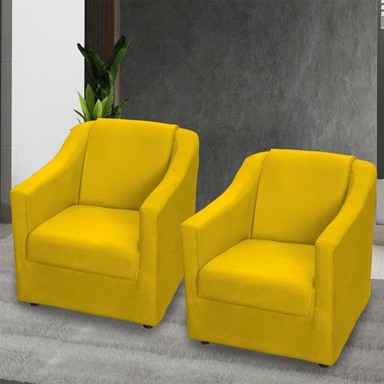 Imagem de Kit 2 Poltronas Decorativas para Sala, Recepção e Manicure Pé Cromado  