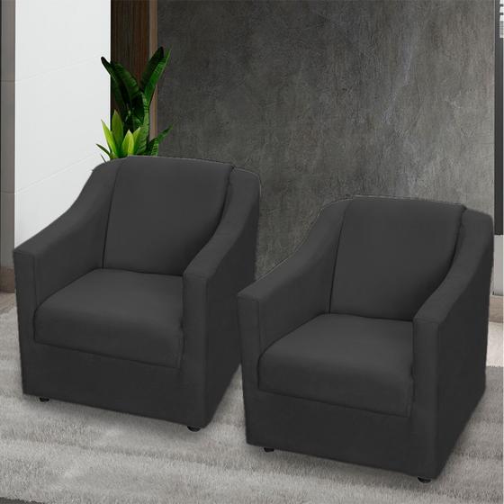 Imagem de Kit 2 Poltronas Decorativas Para Sala Recepção Manicure Cadeira Mila Suede Cores Pé Plástico Cromado