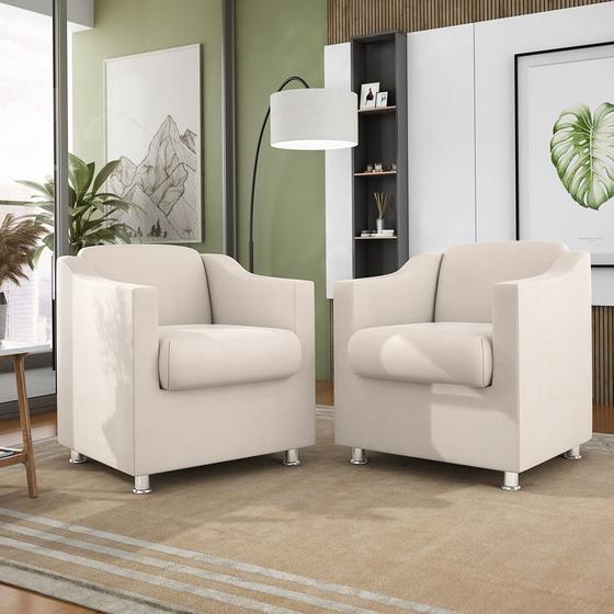 Imagem de Kit 2 Poltronas Decorativas Reforçada Consultório Sala Suede