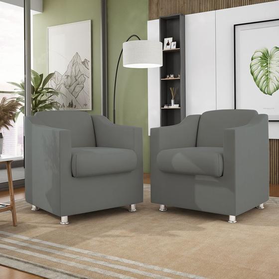 Imagem de Kit 2 Poltronas Decorativas Reforçada Consultório Sala Suede