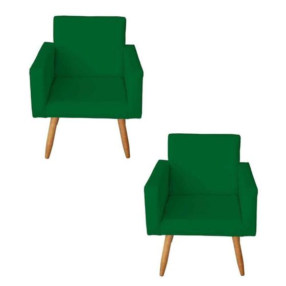 Imagem de Kit 2 Poltronas Decorativas Sala de Estar Escritório Pés Palito Nina Verde  - Mafer