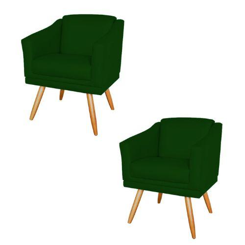 Imagem de Kit 2 Poltronas Decorativas San Diego Sala de Estar Tecido Veludo Verde Kimi Design