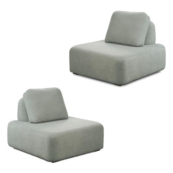 Imagem de Kit 2 Poltronas Decorativas Santiago Sala de Estar Pés em Madeira Bouclê Cinza G89 - Gran Belo