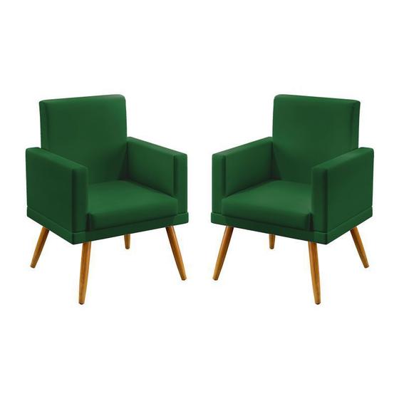 Imagem de Kit 2 Poltronas Decorativas Vega Com Rodapé Sued Verde Aradecor