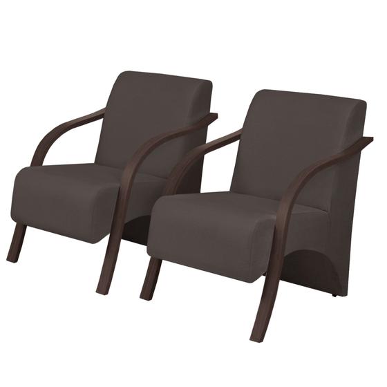 Imagem de Kit 2 Poltronas Decorativas Vênus 1 Lugar Braço Pé Madeira D Salla Suede