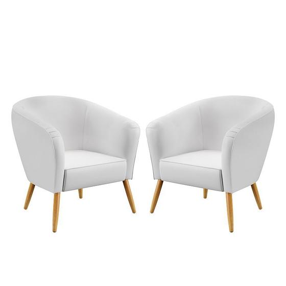 Imagem de Kit 2 Poltronas Decorativas Vênus Couro Branco Aradecor