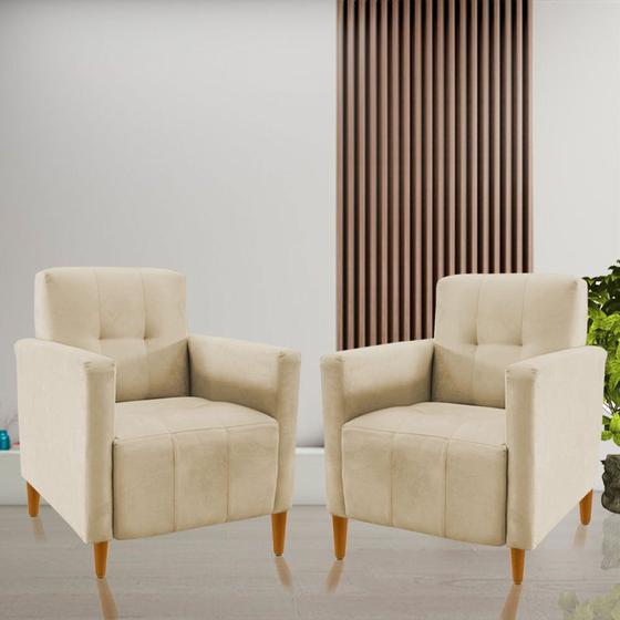 Imagem de Kit 2 Poltronas Decorativas VRM20R Bege 