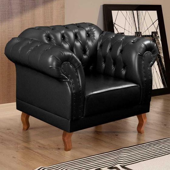 Kit 2 Poltronas Duque Chesterfield Preto Menor preço em Kit 2 Poltronas Duque Chesterfield Preto