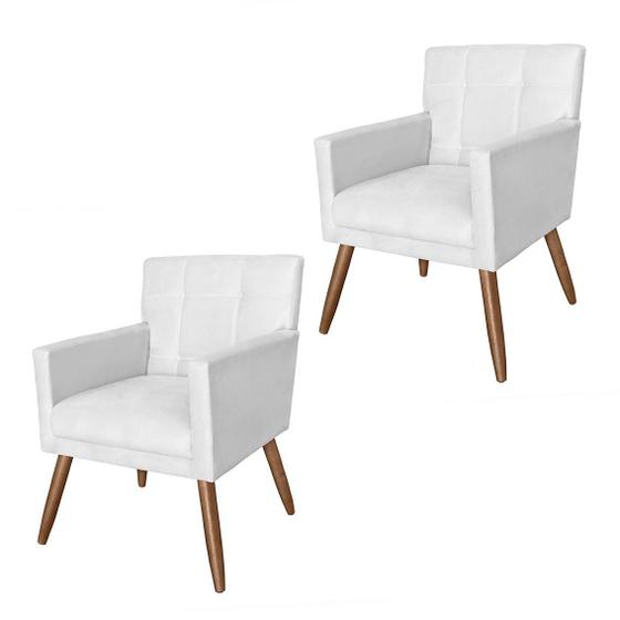 Imagem de Kit 2 Poltronas Estofadas Para Salão de Beleza Onix Corano Branco - DL Decor