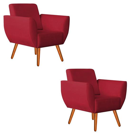 Imagem de Kit 2 Poltronas Jolly Decorativa Suede Vermelho - Navega Móveis