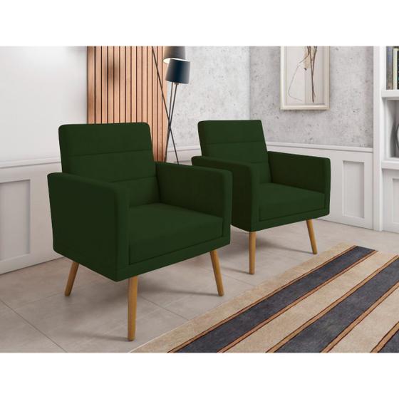 Imagem de Kit 2 Poltronas Lux Decorativas Para Sala Quarto Suede Verde