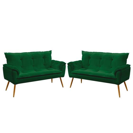 Imagem de Kit 2 Poltronas Namoradeira Beta Suede Verde Aradecor