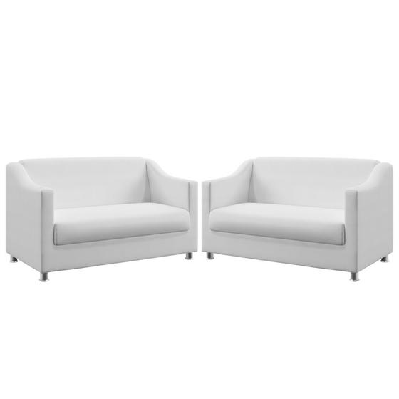 Imagem de Kit 2 Poltronas Namoradeiras Decorativas Alya Couro Branco Aradecor