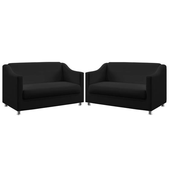 Kit 2 Poltronas Namoradeiras Decorativas Alya Couro Preto Aradecor Menor preço em Kit 2 Poltronas Namoradeiras Decorativas Alya Couro Preto Aradecor
