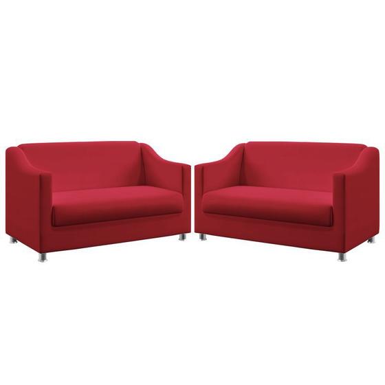 Imagem de Kit 2 Poltronas Namoradeiras Decorativas Estofadas Alya Sued Vermelho Aradecor