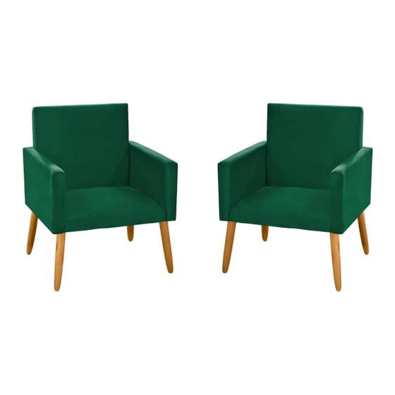 Imagem de Kit 2 Poltronas Nina Decorativa Sala De Estar Suede Verde Militar