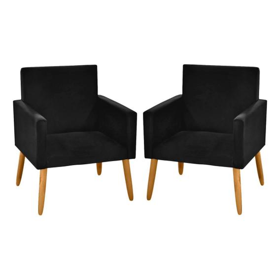 Imagem de kit 2 Poltronas Nina Decorativas Escritório material sintético Preto