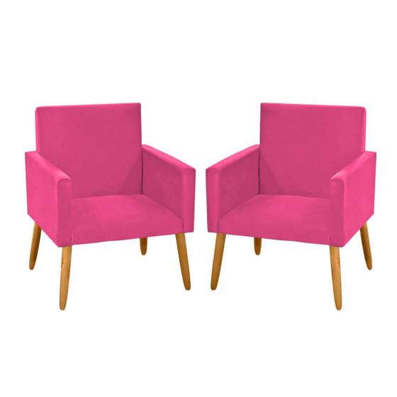 Imagem de kit 2 Poltronas Nina Decorativas material sintético Rosa Pink Sem Rodapé