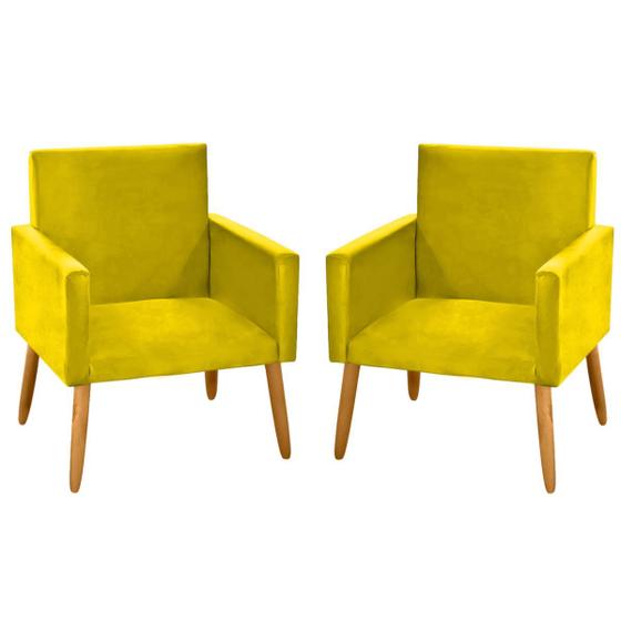 Imagem de kit 2 Poltronas Nina Decorativas Tecido Suede Amarelo