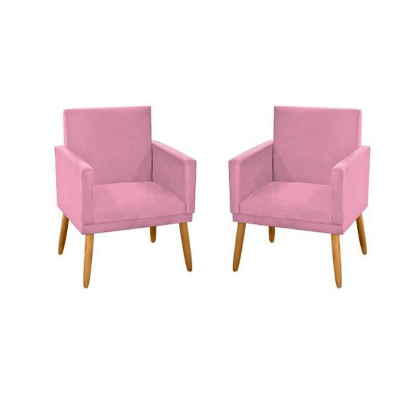 Imagem de kit 2 Poltronas Nina Decorativas Tecido Suede Rosa