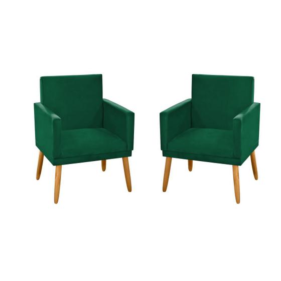 Imagem de kit 2 Poltronas Nina Decorativas Tecido Suede Verde MilitarRodapé-Maitê Moda Casa