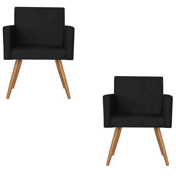 Imagem de kit 2 Poltronas Nina Sala De Estar Luxo Suede Preto